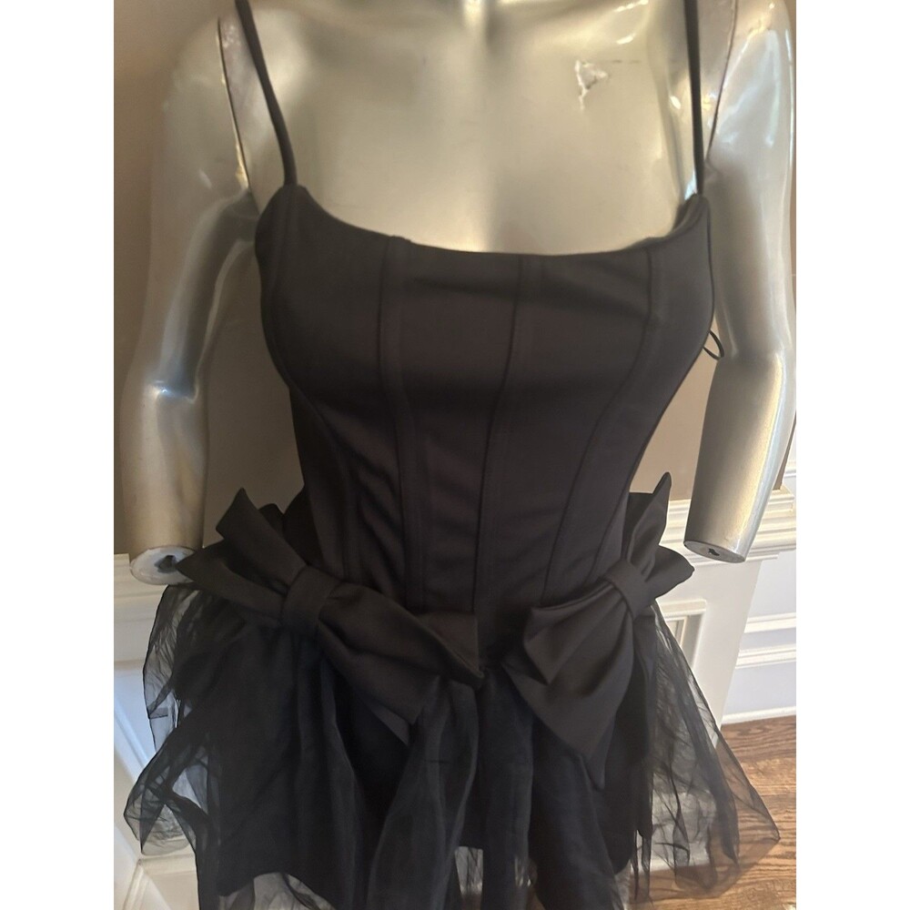 NWT FASHION NOVA Black Bow Corset Mini Dress Sz Small - Picture 5 of 6
